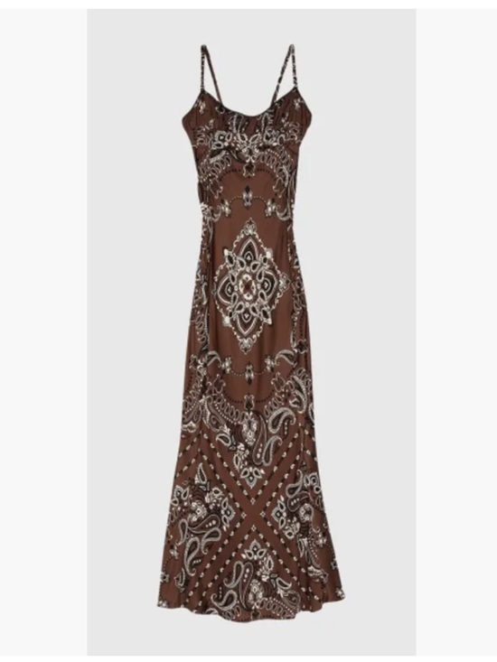 Sandro Dresses & Skirts - 🐒 Camila Coelho Bandana Brown Paisley Slip Maxi Dress with Cream Accents